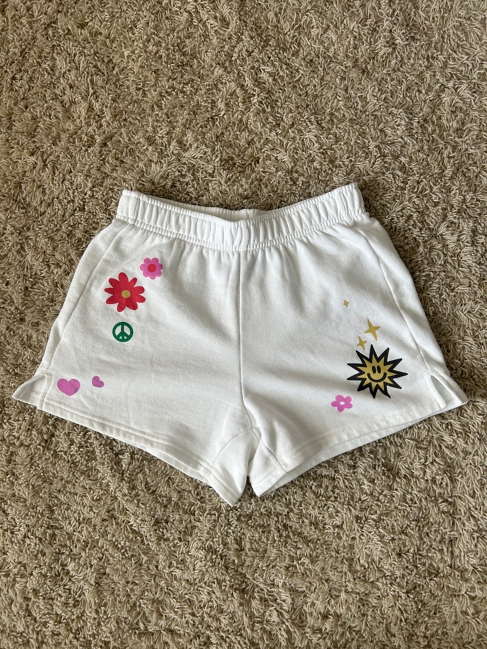 PacSun White Floral & Sun Graphic Lounge Shorts Size XS